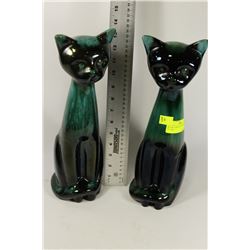 SET OF 2 VINTAGE CAT FIGURINES - 14" TALL