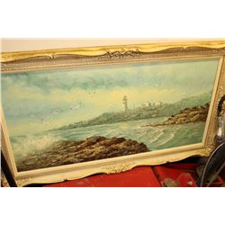 OCEAN BEACH SCENE OIL ON CANVAS