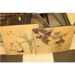 PAIR OF JAPANESE DEER PRINTS