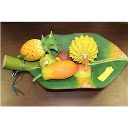 WOODEN TROPICAL FRUIT CENTERPIECE