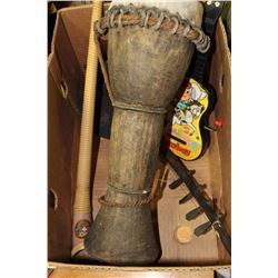 AFRICAN DRUM WITH ALP HORN MADE IN SWITZERLAND &