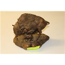 "THUNDER ON THE PLAINS"  BUFFALO CARVING