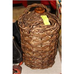 WICKER ENCASED CROCK