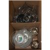 Image 1 : BOX OF ASSORTED DECORATIVE GLASSES AND BOWL