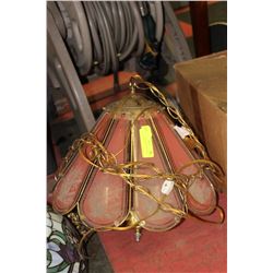 VINTAGE HANGING LAMP WITH GLASS SHADE