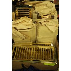 BOX FULL OF NEW BRASS FURNACE REGISTERS