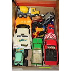 BOX W/ DIE CAST CARS & TRUCKS