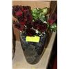 Image 1 : BLACK MARBLE STYLE VASE W/ROSES