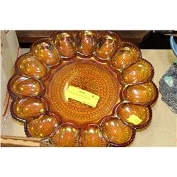 CARNIVAL GLASS EGG PLATE
