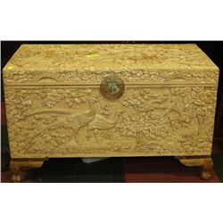 DEEP CARVED SOLID CAMPHOR WOOD HOPE CHEST