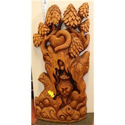 WOODEN HAND CARVED WALL SCULPTURE