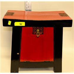 HAND CARVED 2 TONE DECORATIVE STORAGE STOOL