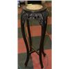 Image 1 : WOODEN PLANT STAND W/ MARBLE STYLE TOP