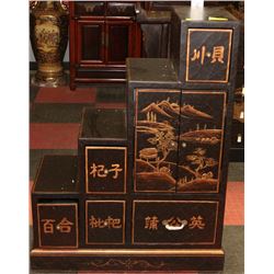 HAND PAINTED CHINOISERIE 4-STEP TANSU CABINET