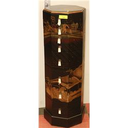 HAND PAINTED HEXAGON PEDESTAL JEWELLERY BOX