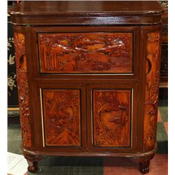 HAND CARVED ASIAN WINE STORAGE/CABINET