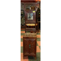 HAND CARVED 2 DOOR CABINET W/ MIRROR