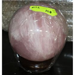 ROSE QUARTZ CRYSTAL SPHERE W/ BASE