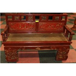ELMWOOD HALLWAY BENCH W/ INTRICATE CARVING