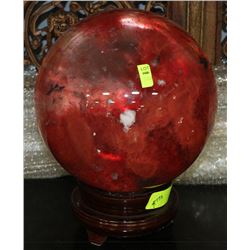 LARGE RED GLASS SPHERE