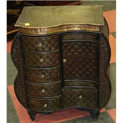 WOODEN 6-DRAWER 1-DOOR SIDE TABLE