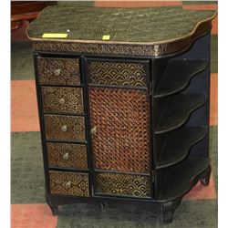 WOODEN 5-DRAWER 1-DOOR SIDE TABLE