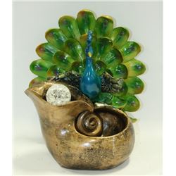 POLYRESIN PEACOCK WATER FOUNTAIN