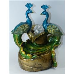 POLYRESIN COUPLES PEACOCK WATER FOUNTAIN