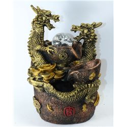 POLYRESIN COUPLES DRAGON WATER FOUNTAIN