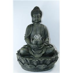 POLYRESIN BUDDHA W/ GLASS BALL WATER FOUNTAIN