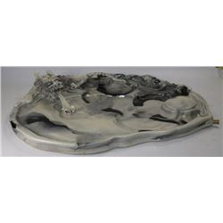 MARBLE-LIKE POLYRESIN TEA TRAY W/ DRAGON MOTIF
