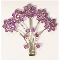 STERLING SILVER RUBY BROOCH
