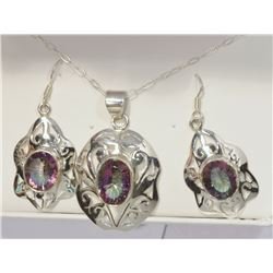 STERLING SILVER MYSTIC TOPAZ EARRINGS & PENDANT