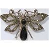 Image 1 : STERLING SILVER BLACK ONYX & MARCASITE BROOCH