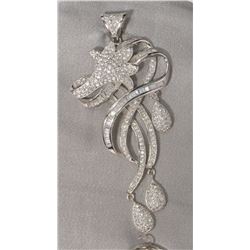 STERLING SILVER CUBIC ZIRCONIA EARRINGS, PENDANT