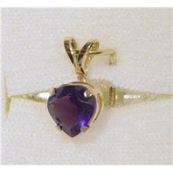 10KT GOLD AMETHYST HEART-SHAPED PENDANT