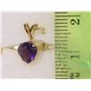 Image 2 : 10KT GOLD AMETHYST HEART-SHAPED PENDANT