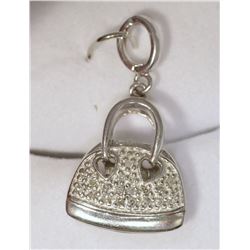 STERLING SILVER DIAMOND PURSE PENDANT