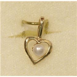 14KT GOLD FRESHWATER PEARL HEART DESIGN PENDANT