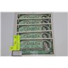 Image 1 : CANADA 1967 1 DOLLAR BANKNOTE CONSECUTIVE X5