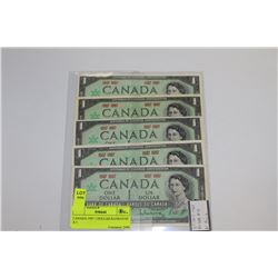 CANADA 1967 1 DOLLAR BANKNOTE X5