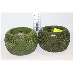 PAIR OF GREEN CACTUS POTS
