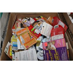 BOX OF PET CLEANING SUPPLIES AND ANTIBOITICS