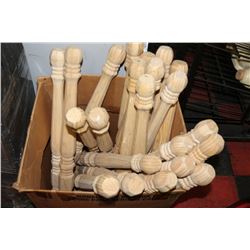 BOX OF 22 WOOD SPINDLES