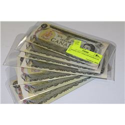 CANADA 1973 1 DOLLAR BANKNOTE X 7