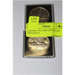 CANADA 1951 AND 1953 SILVER DOLLAR X 2