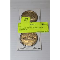 1954 AND 1956 SILVER CANADA DOLLAR X 2