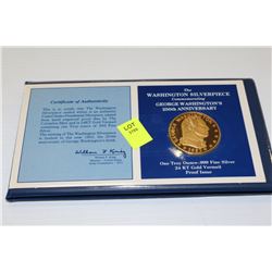1982 WASHINGTON SILVER DOLLER WITH GOLD PLATING
