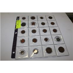 SHEET OF ASSORTED WORLD COINS