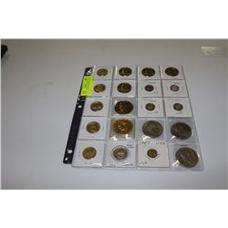 SHEET OF US COINS MOSTLY GOLD PLATED